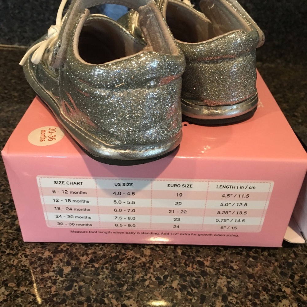 Jack & Lily My Shoes silver bow leather Mary Jane